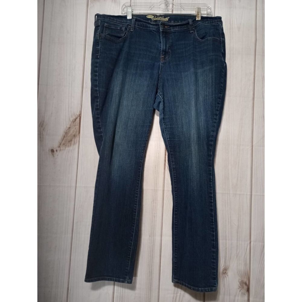 Old Navy Sweetheart Jeans Womens 18 Regular Dark Wash Straight Leg Blue Denim